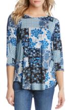 Women's Karen Kane Print Shirttail Top - Blue