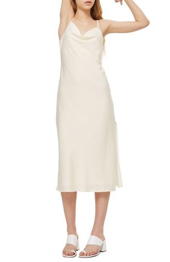 Women's Topshop Cowl Neck Satin Midi Dress Us (fits Like 0) - Black