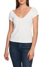 Women's 1.state Pointelle Detail Tee, Size - White