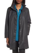 Women's Eileen Fisher Stretch Cotton A-line Jacket With Stowaway Hood