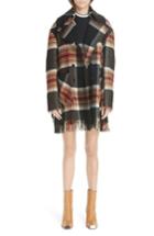 Women's Calvin Klein 205w39nyc X Pendleton Fringe Plaid Blanket Coat Us / 44 It - Black