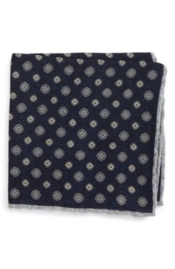 Men's Eleventy Medallion Wool Pocket Square