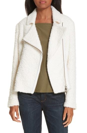 Women's Eileen Fisher Alpaca Wool Blend Boucle Moto Jacket - White