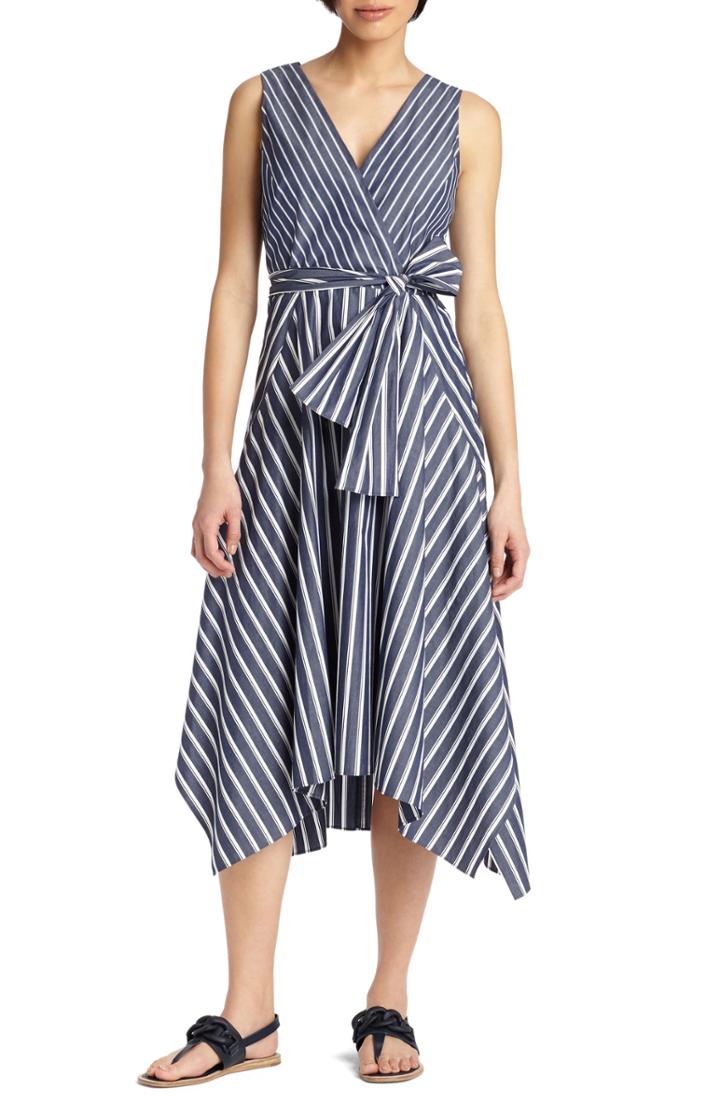 Women's Lafayette 148 New York Demetria Stripe Poplin Dress