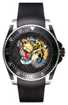Men's Gucci Tiger Rubber Strap Watch, 40mm