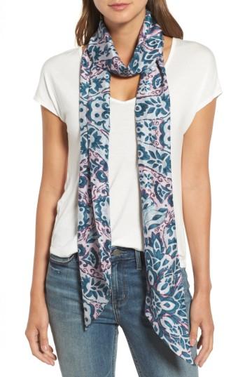 Women's Treasure & Bond Opulent Tapestry Silk Skinny Scarf, Size - Blue
