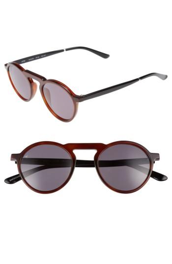 Men's Smoke X Mirrors Letter 49mm Mirrored Round Sunglasses - Matte Tortoise/ Grey