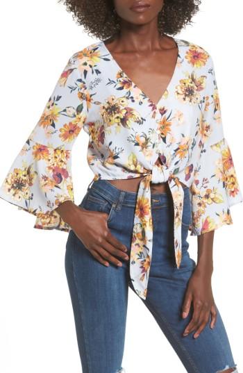 Women's Leith Print Wrap Top - Blue