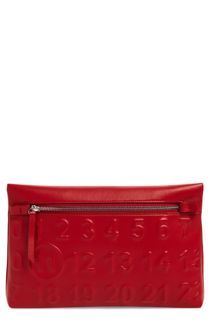 Maison Margiela Embossed Logo Leather Clutch - Red