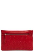 Maison Margiela Embossed Logo Leather Clutch - Red