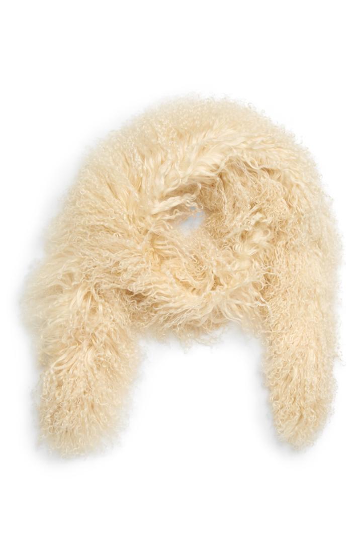 Women's Toria Rose Genuine Mongolian Lamb Fur Boa, Size - Ivory
