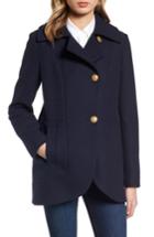 Women's French Connection Back Belt Wool Blend Peacoat - Blue
