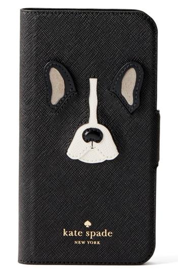 Kate Spade New York Antoine Applique Leather Iphone X Folio Case - Black
