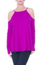 Women's Olian Lucy Strappy Cold Shoulder Maternity Top - Purple