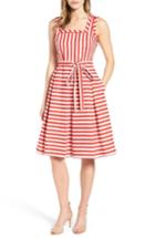 Women's Anne Klein Stripe Fit & Flare Dress - Red