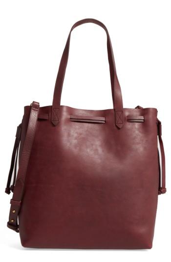 Women's Madewell Medium Transport Leather Bucket Bag - Burgundy