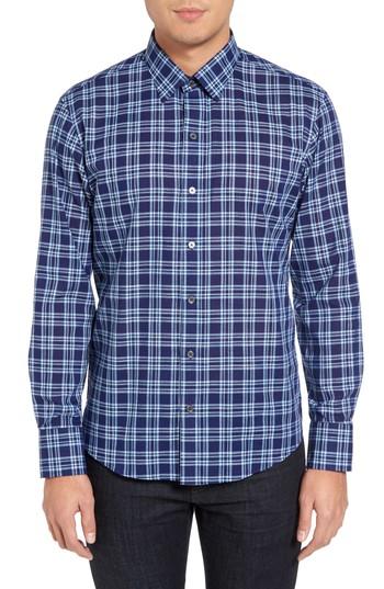 Men's Zachary Prell Leventhal Trim Fit Plaid Sport Shirt - Blue