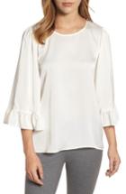 Women's Bobeau Ruffle Sleeve Satin Top, Size - Ivory