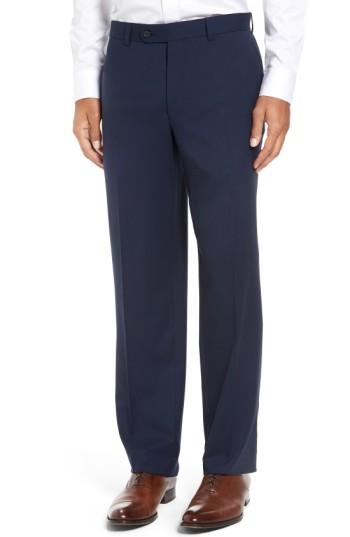 Men's David Donahue Ryan Fit Wool Trousers, Size 36r - Blue