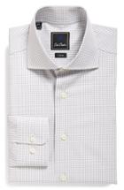 Men's David Donahue Trim Fit Check Dress Shirt .5 34/35 - Grey