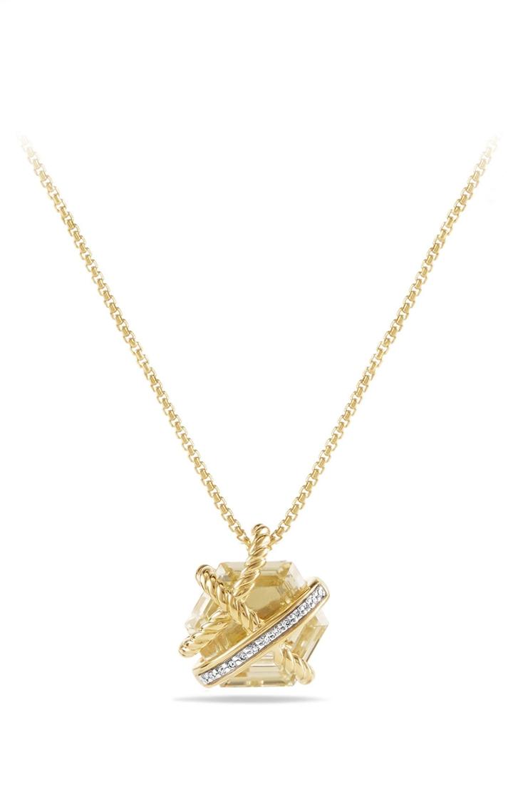 Women's David Yurman 'cable Wrap' Pendant Necklace With Semiprecious Stone And Diamonds