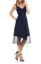 Women's Kay Unger Organza Overlay Tea Length Dress - Blue