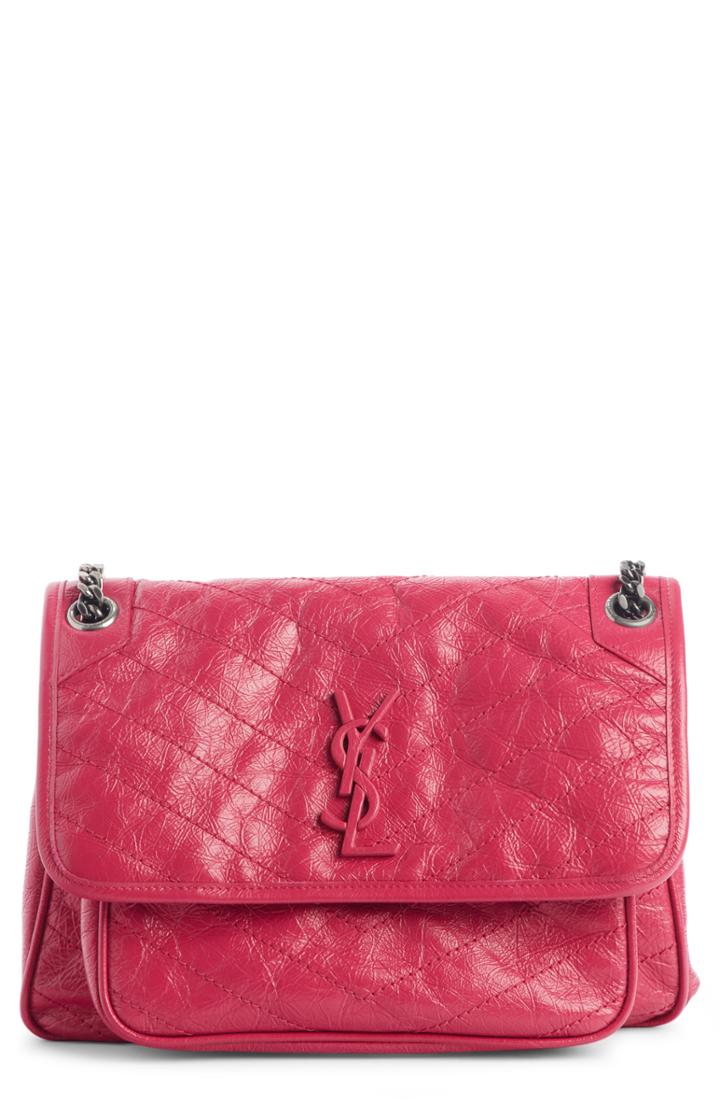 Saint Laurent Medium Niki Leather Shoulder Bag - Pink