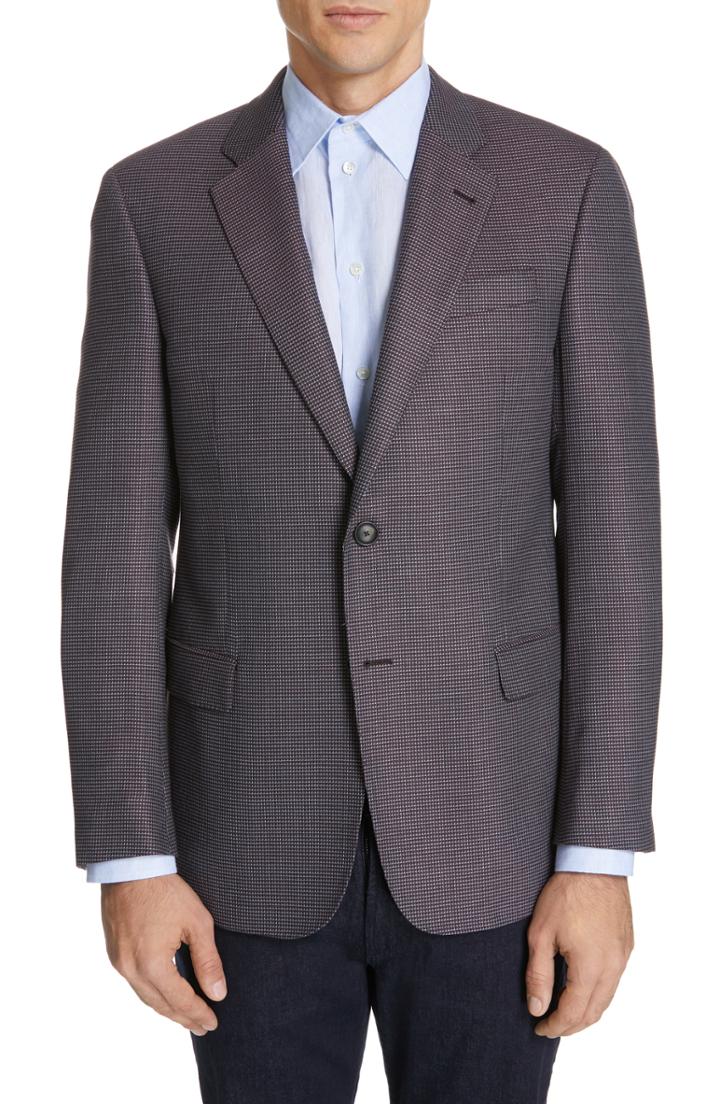 Men's Emporio Armani Trim Fit Stretch Sport Coat Us / 48 Eu R - Red
