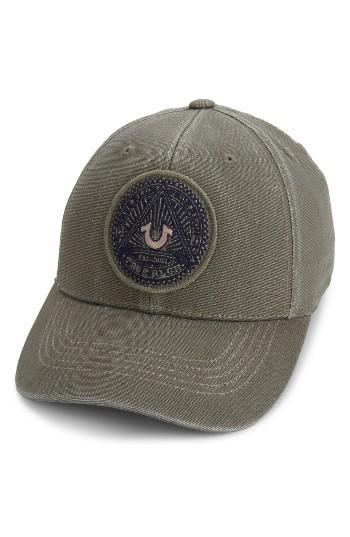 Men's True Religion Brand Jeans Canvas Baseball Cap - Green