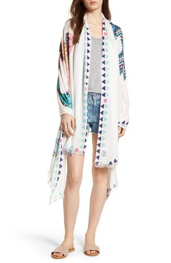 Women's Wander By Virginia Wolf Wrap Yourself In Positive Vibes Scarf, Size - White