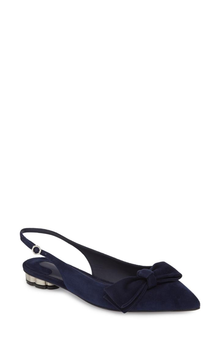 Women's Salvatore Ferragamo Aulla Slingback Flat .5 B - Blue