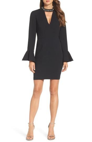 Women's Vince Camuto Crystal Choker Bell Sleeve Sheath Dress