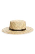 Women's Sole Society Wide Brim Straw Boater Hat - Beige