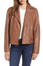 Women's Cole Haan Drum Dyed Leather Moto Jacket - Brown
