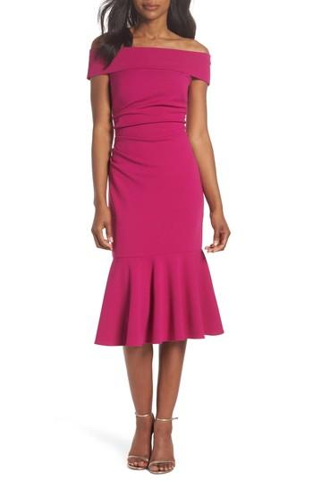 Women's Vince Camuto Off The Shoulder Midi Dress - Pink