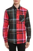 Men's Versus By Versace Plaid Woven Shirt Eu - Red