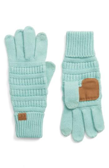 Women's Cc Rib Knit Tech Gloves, Size - Green