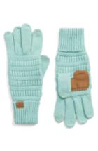 Women's Cc Rib Knit Tech Gloves, Size - Green