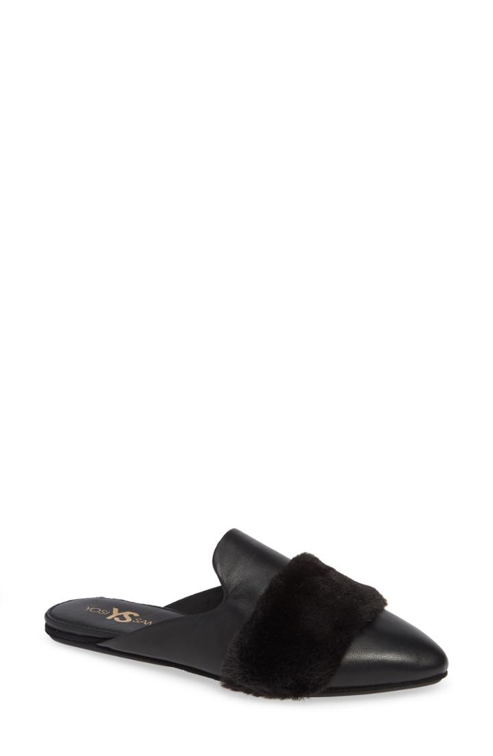 Women's Yosi Samra Vixen Faux Fur Trim Mule M - Black