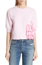 Women's Harvey Faircloth Ruffle Detail Crop Sweatshirt - Pink