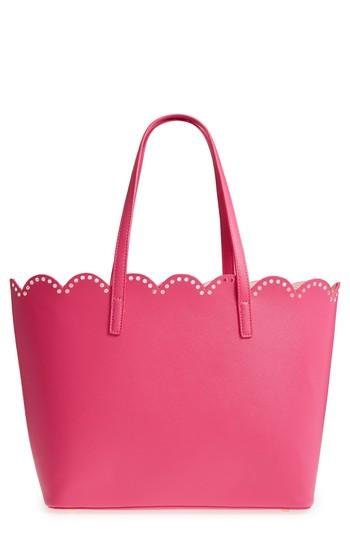Junior Women's Bp. Scalloped Faux Leather Tote - Purple