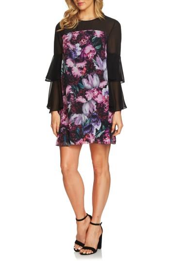 Women's Cece Camille Ruffle Sleeve Shift Dress - Black
