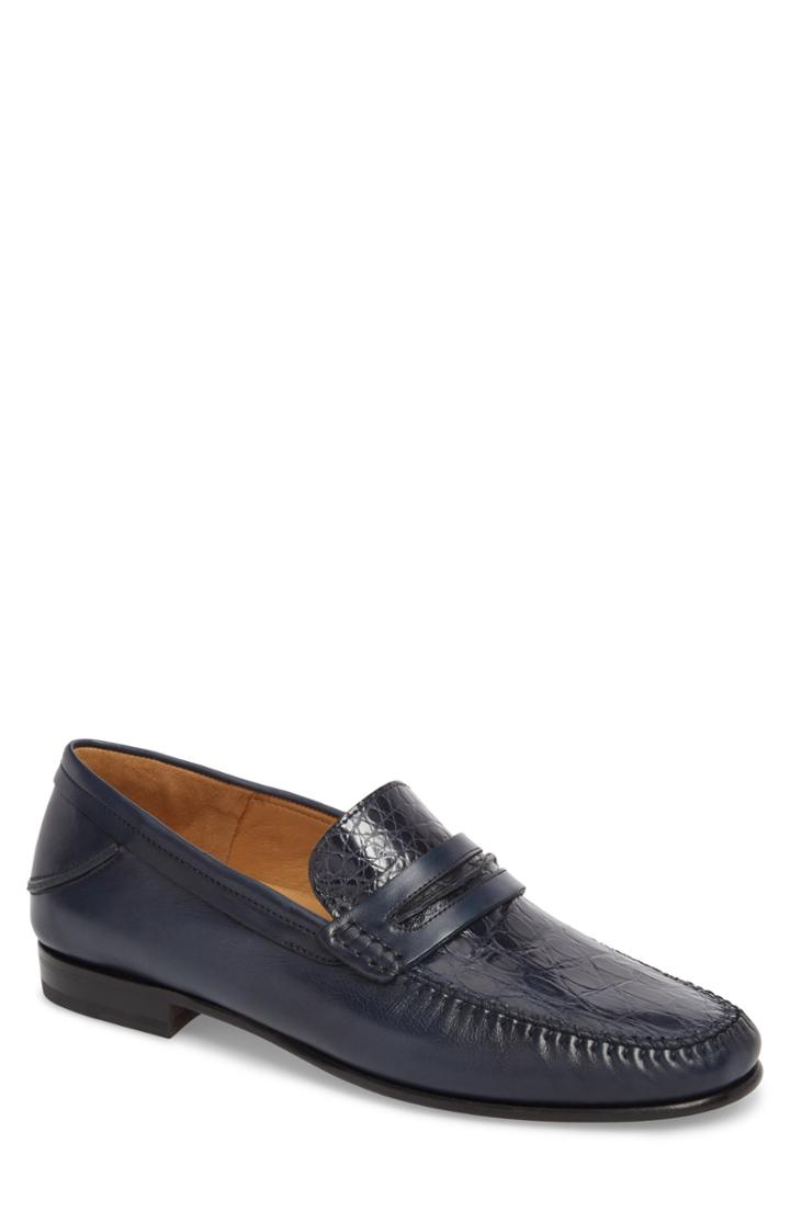 Men's Mezlan Kronos Moc Toe Penny Loafer .5 M - Blue