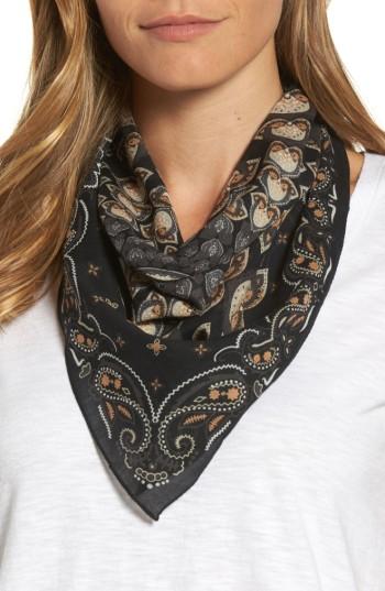 Women's Echo Medallion Silk Scarf, Size - Black