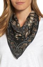 Women's Echo Medallion Silk Scarf, Size - Black