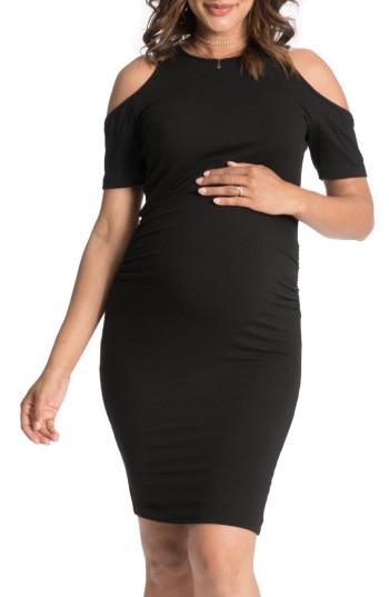 Women's Bun Maternity Cold-shoulder Maternity Dress