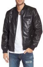 Men's Members Only Quilted Faux Leather Bomber Jacket - Black