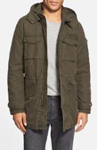 Men's Black Rivet Hooded Cotton Military Parka (online Only)