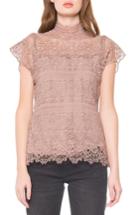 Women's Willow & Clay Lace Mock Neck Top - Purple