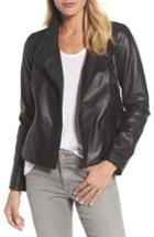 Women's Emerson Rose Front Zip Leather Jacket - Black